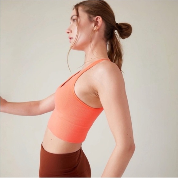 Athleta Aurora Crop Rib Tank NWT SMALL color Island Coral - Picture 4 of 7